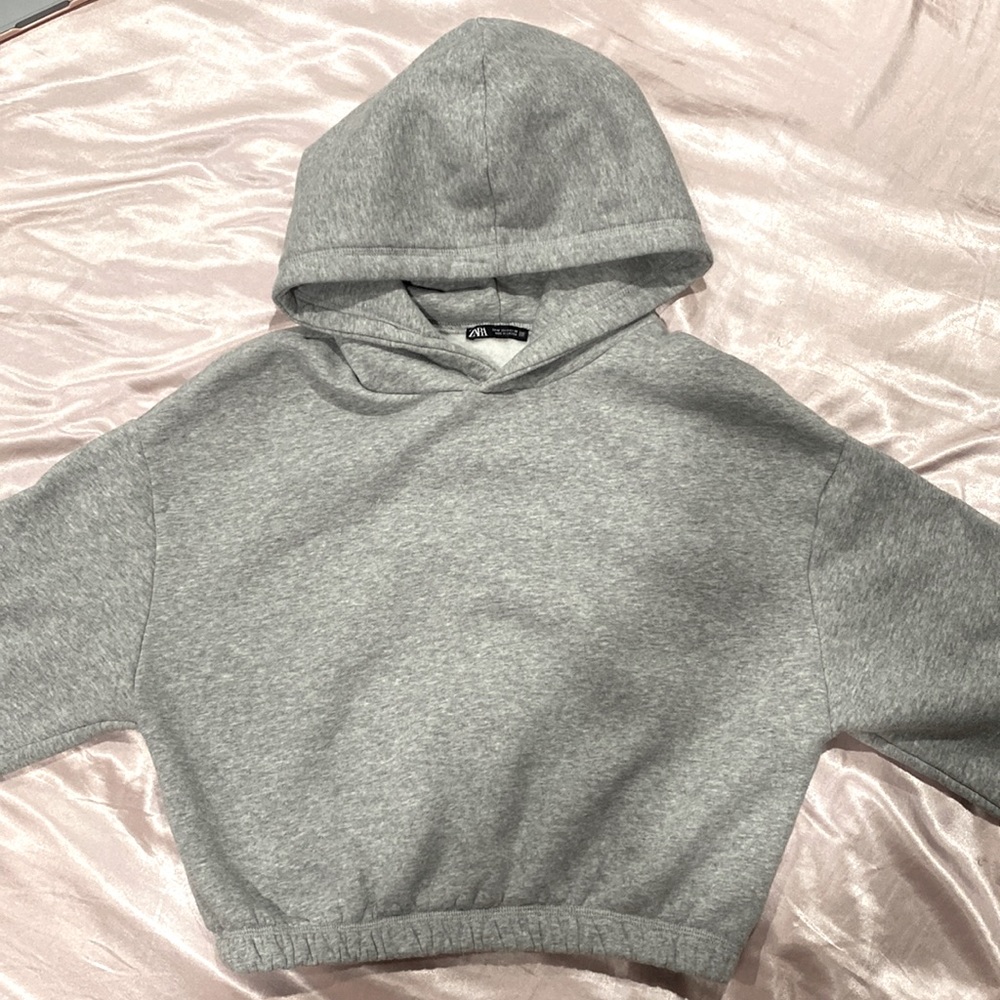 Zara grey cropped hoodie